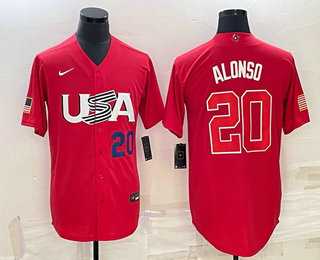 Mens USA #20 Pete Alonso Number 2023 Red World Classic Stitched Jersey->2023 world baseball classic->MLB Jersey
